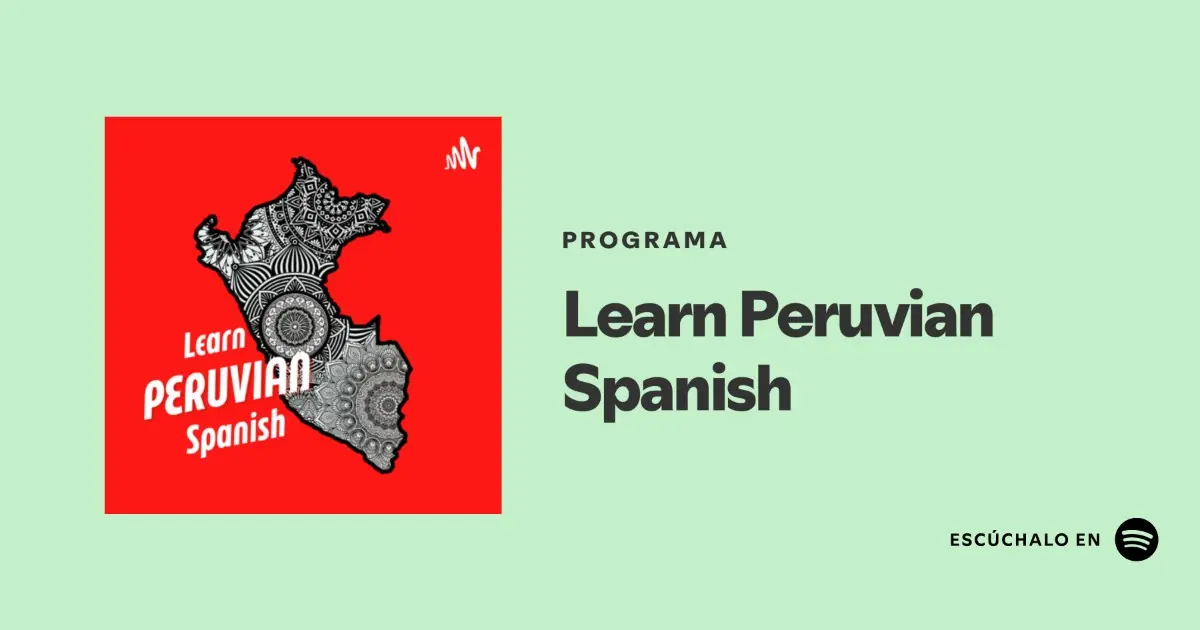 A map of Peru on a red background as the logo of Learn Peruvian Spanish Podcast.